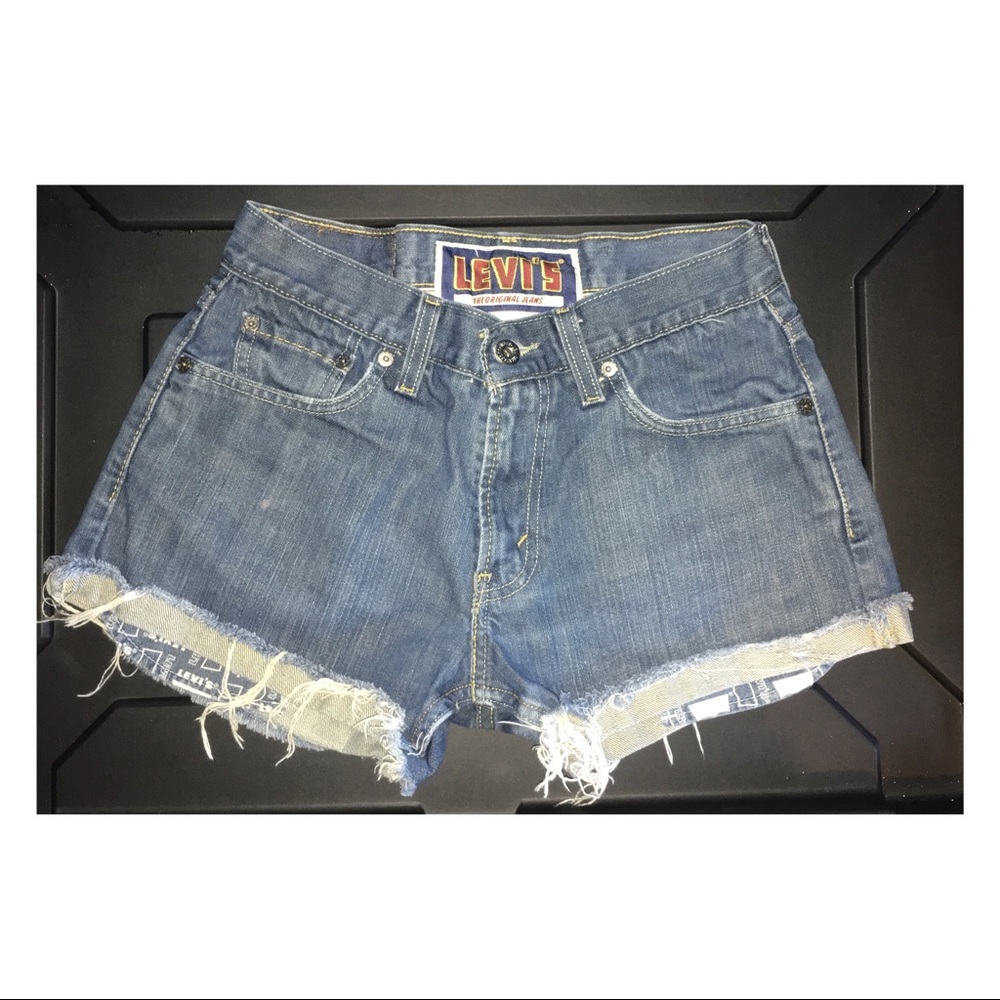 Distressed Levi’s cut offs